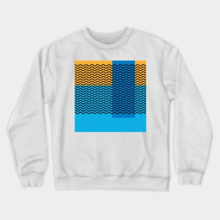 Geometric Shapes and Waves Mosaic Abstract Crewneck Sweatshirt